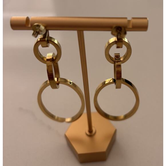 Vita Fede Cassio Earrings Gold Plated Stainless Seel Modular Hoops - Picture 4 of 8